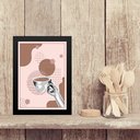 Ver imagem 1 de Quadro Moderno Gravura Café Rosa 24x18cm - com Vidro:moldura Preta