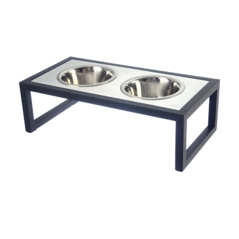 Comedouro Elevado Duplo Cão Porte P Preto