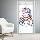 Ver imagem 2 de Adesivo para Porta Unicórnio Baby no Arco-Íris- 63X210Cm