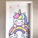 Ver imagem 3 de Adesivo para Porta Unicórnio Baby no Arco-Íris- 63X210Cm