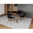 Ver imagem 1 de Mesa Industrial Base Ferro Cobre em V Tampo 90x90 Preto 4 Cadeiras Eames Madeira Assento Preto