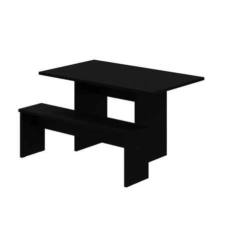 Mesa de Jantar 135x80x74cm 2,5cm com 1 Banco Essence Preto