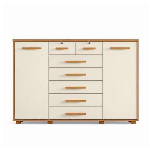 Cômoda Mega Grande 5 Gavetas Espaçosas Alta Capacidade de Organização e Sapateira Cinamomo/off-white