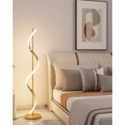 Luminária Chão Slim Moderna Luxo Perfil Espiral Led Integrado 1,40m - Dourada - 2