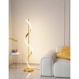 Luminária Chão Slim Moderna Luxo Perfil Espiral Led Integrado 1,40m - Dourada - 1