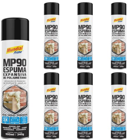 Espuma Expansiva Poliuretano 500ml 340gr Mundial - 6 Peças
