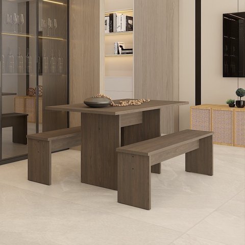 Mesa de Jantar 135 cm X 80 cm X 74 cm Marrom/Terracota