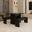 Ver imagem 6 de Mesa de Jantar 135x80x74cm 2,5cm com 1 Banco Essence Preto