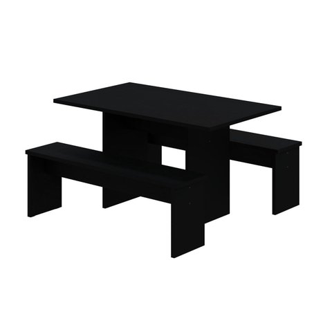 Mesa de Jantar 135x80x74cm 2,5cm com 1 Banco Essence Preto