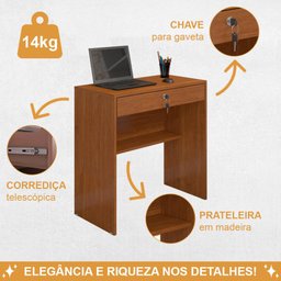 Kit 10 Escrivaninhas Andorinha Cinamomo 1 Gaveta com Chave Jcm Movelaria - 5