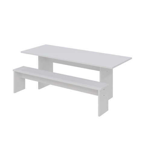 Mesa de Jantar 200x80x74cm 2,5cm com 1 Banco Essence Branco