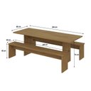 Ver imagem 3 de Mesa de Jantar 200x80x74cm 2,5cm com 2 Banco Essence Marrom/Vermont Oak