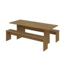 Ver imagem 1 de Mesa de Jantar 200x80x74cm 2,5cm com 2 Banco Essence Marrom/Vermont Oak