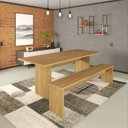 Ver imagem 2 de Mesa de Jantar 200x80x74cm 2,5cm com 2 Banco Essence Marrom/Vermont Oak