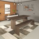 Ver imagem 3 de Mesa de Jantar 200x80x74cm 2,5cm com 2 Banco Essence Marrom/Terracota