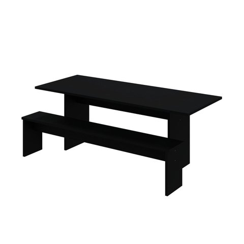 Mesa de Jantar 200x80x74cm 2,5cm com 2 Banco Essence Preto