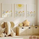 Ver imagem 1 de Kit 3 Quadros Decorativos Infantil - Jardim Sun NO2 - 30x40 - Moldura Madeira