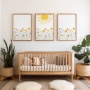Ver imagem 2 de Kit 3 Quadros Decorativos Infantil - Jardim Sun NO2 - 30x40 - Moldura Madeira