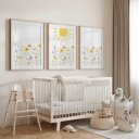 Ver imagem 3 de Kit 3 Quadros Decorativos Infantil - Jardim Sun NO2 - 30x40 - Moldura Madeira