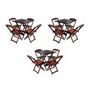 Ver imagem 1 de Kit 3 Conjuntos de Mesa Dobravel com 4 Cadeiras de Madeira 70x70 para Restaurante e Bar - Imbuia