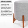 Puff Belluno Decorativo Tecido Linho Banqueta Redondo Pés de Madeira Maciça - 5