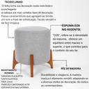 Ver imagem 4 de Puff Belluno Decorativo Tecido Linho Banqueta Redondo Pés de Madeira Maciça