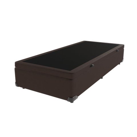 Cama Box com Baú Solteiro Marrom de Madeira 88cm Kazamix