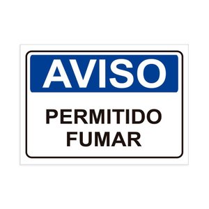 Placa de Sinalização Aviso Permitido Fumar em Pvc
