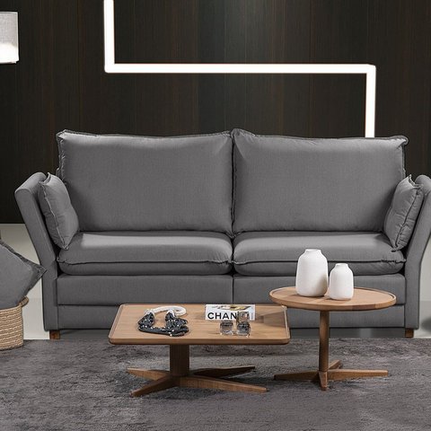 Sofá Natal Living com 4 Lugares 220cm Linho Corriente Yescasa Cinza