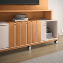 Ver imagem 7 de Home Painel Decorativo Bolt Tv até 65 Pol Portas Deslizantes Pés Rodízio Cinamomo/off White G26 - Gr