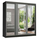 Ver imagem 1 de Guarda-roupa Madesa Reno 3 Portas Correr Espelho Preto Cinza