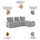 Ver imagem 3 de Sofá 3 Lugares com Chaise 222cm Rovier Veludo Cinza Z32 - Mpozenato