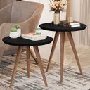Ver imagem 1 de Conjunto de Mesa Lateral Star com Pés Palitos Estilo Retrô para Decoração da Sala – Jm3 Móveis:preto