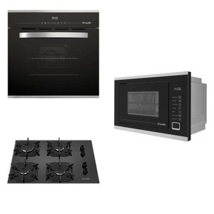 Conjunto de Cozinha Cooktop 4 Bocas, Forno 68l Digital e Micro-ondas