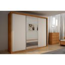 Ver imagem 1 de Guarda Roupa 3 Portas de Correr e 6 Gavetas c/ Espelho Paradizzo Gold Cumaru/Fendi - Novo
