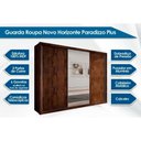 Ver imagem 2 de Guarda Roupa 3 Portas de Correr e 6 Gavetas c/ Espelho Paradizzo Gold Cumaru/Fendi - Novo
