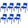 Cadeira Iso Base Preto Escola, Escritório Azul Kit 7 Un - 2
