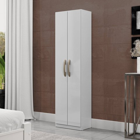 Armário Multiuso 2 Portas Elara Espresso Móveis Branco/Neve