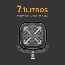 Fritadeira Elétrica Air Fryer Mega Family Digital 7,1l Revestimento Antiaderente, 16a 1700w 127v - 12