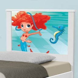Cama Solteiro Adesivada Sereia Ruiva com Colchão - 4