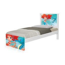 Cama Solteiro Adesivada Sereia Ruiva com Colchão - 2