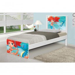 Cama Solteiro Adesivada Sereia Ruiva com Colchão - 3
