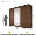 Ver imagem 4 de Guarda-Roupa Casal 3 Portas de Correr 100% MDF Chicago Marrom/Cacau