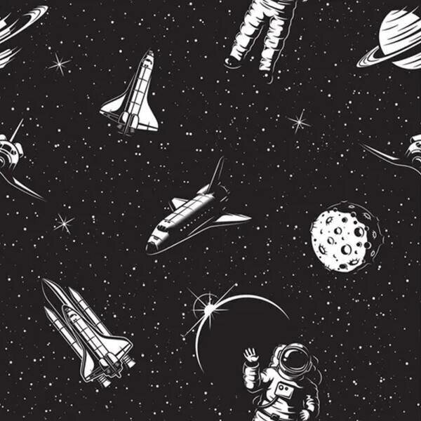 Papel De Parede Adesivo Astronautas E Planetas Gamer 3,50m - 3