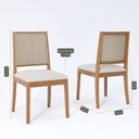 Ver imagem 3 de Kit 2 Cadeiras Madeira Maciça Estofada Buriti Bege/Cru