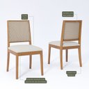 Ver imagem 2 de Kit 2 Cadeiras Madeira Maciça Estofada Buriti Bege/Cru