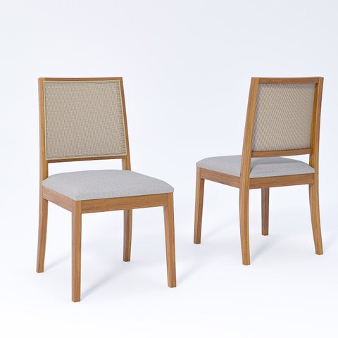 Kit 2 Cadeiras Madeira Maciça Estofada Buriti Cinza