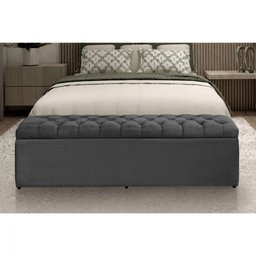 Baú Calçadeira Recamier Estofado Imperatriz 100 Cm Suede Cinza Grafite - 3