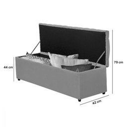 Baú Calçadeira Recamier Estofado Imperatriz 100 Cm Suede Cinza Grafite - 4
