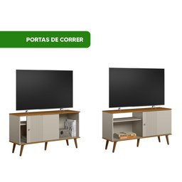 Rack para Tv até 50 Polegadas Porta de Correr Nature Off White Rubi Linea Brasil - 5